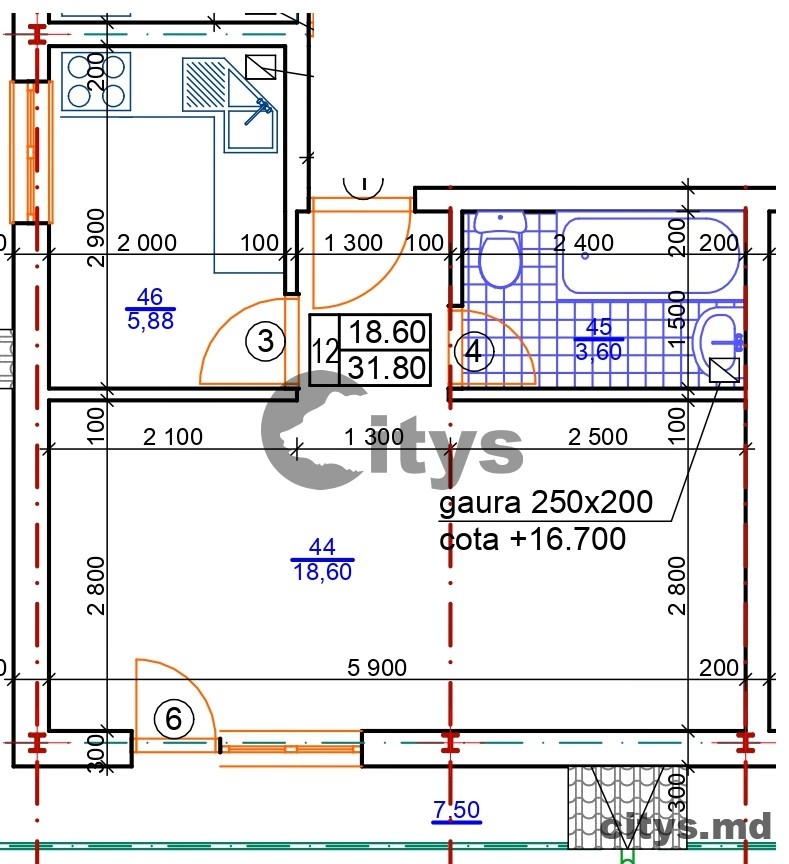 Apartament cu 1 cameră, 31m², Константин Брынкушь photo 0