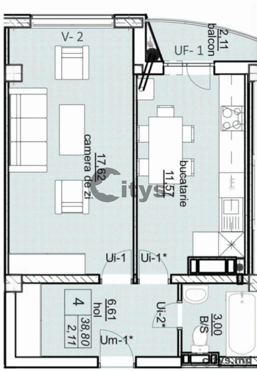 Apartament cu 1 cameră, 41m², Дурлешты, ул. Николае Димо photo 3
