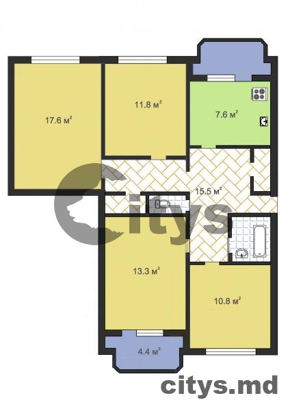 Apartament cu 4 camere, 90m², str. Andrei Doga photo 17