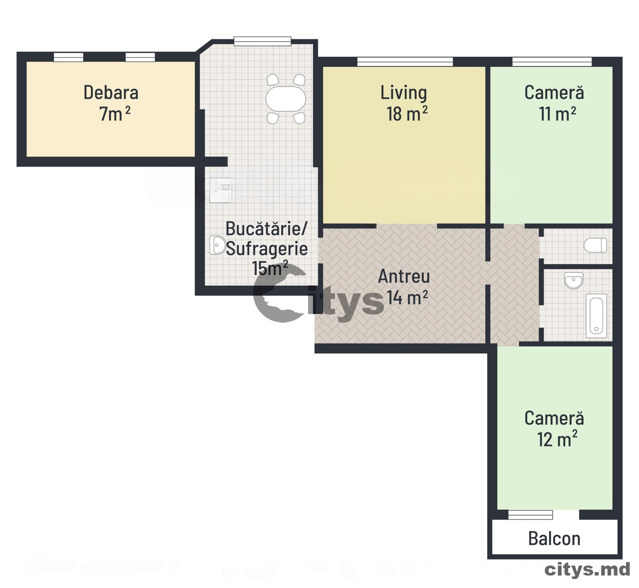 Apartament cu 3 camere, 77m², Ismail photo 1