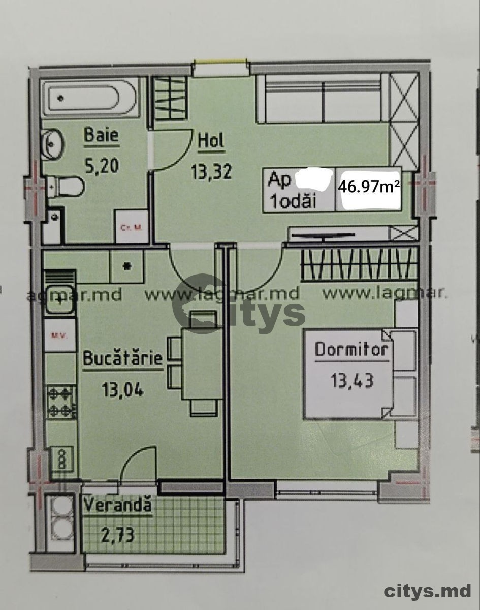 Apartament cu 1 cameră, 47m²,Posta Vechi,Ceucari photo 5
