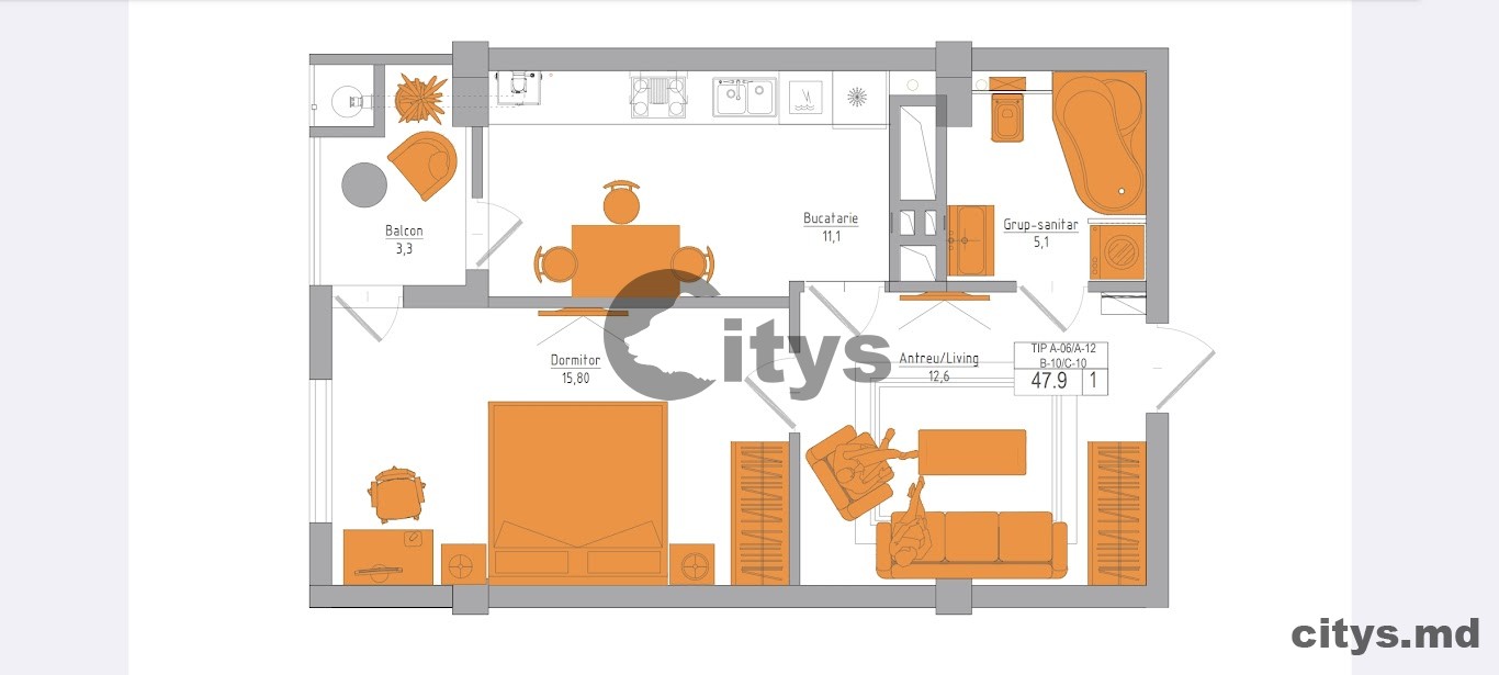 Apartament cu 1 cameră, 45m², Soseaua Hincesti photo 15