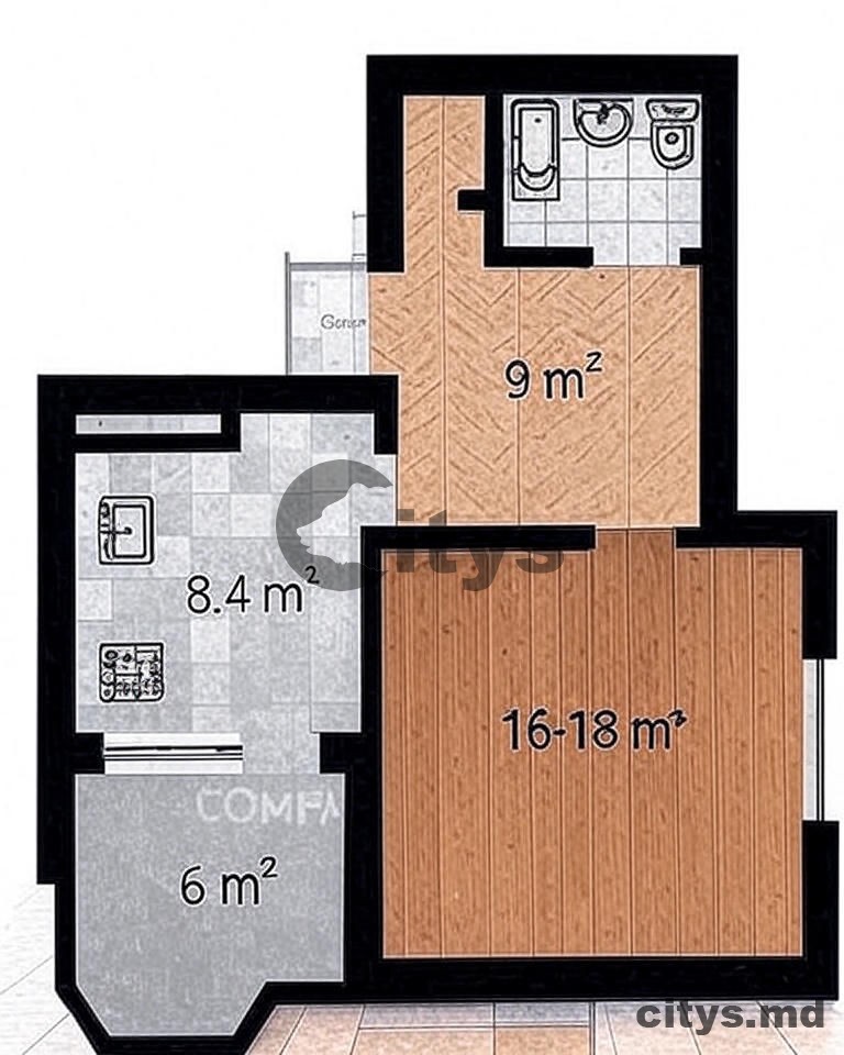 Apartament cu 1 cameră, 37m², Centru, Ismail photo 2 - citys.md Apartament cu 1 cameră, 37m², Centru, Ismail photo 1