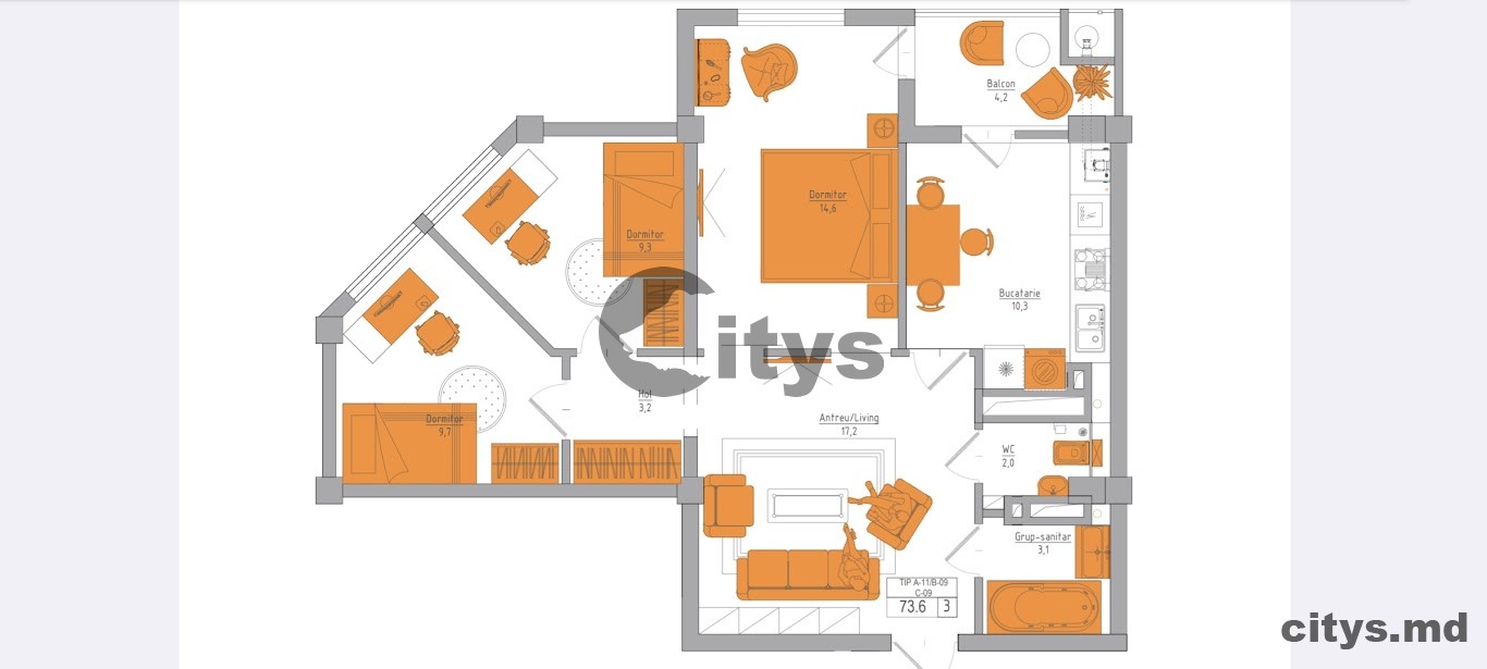 Apartament cu 3 camere, 77m², sos Hincesti photo 0