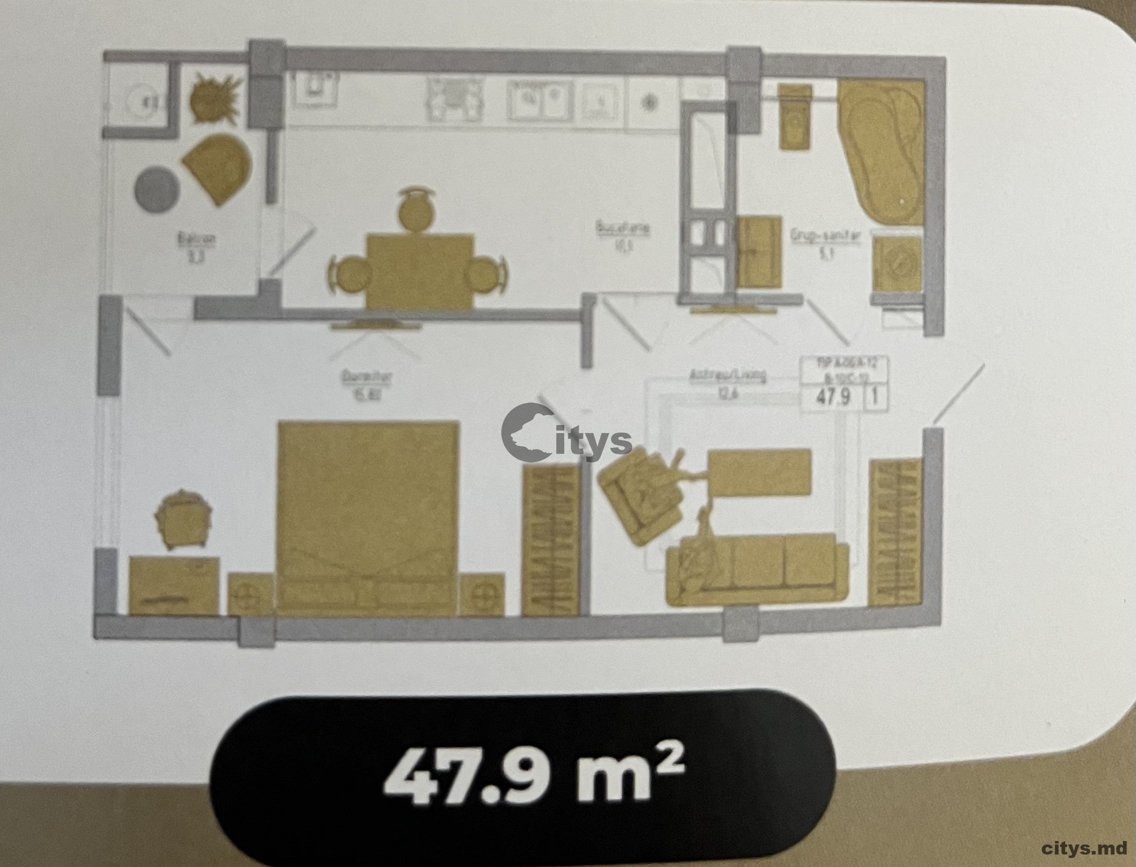 Apartament cu 1 cameră, complexul Braus Millenium Park, Telecentru, Hîncești photo 3 - citys.md Apartament cu 1 cameră, complexul Braus Millenium Park, Telecentru, Hîncești photo 2