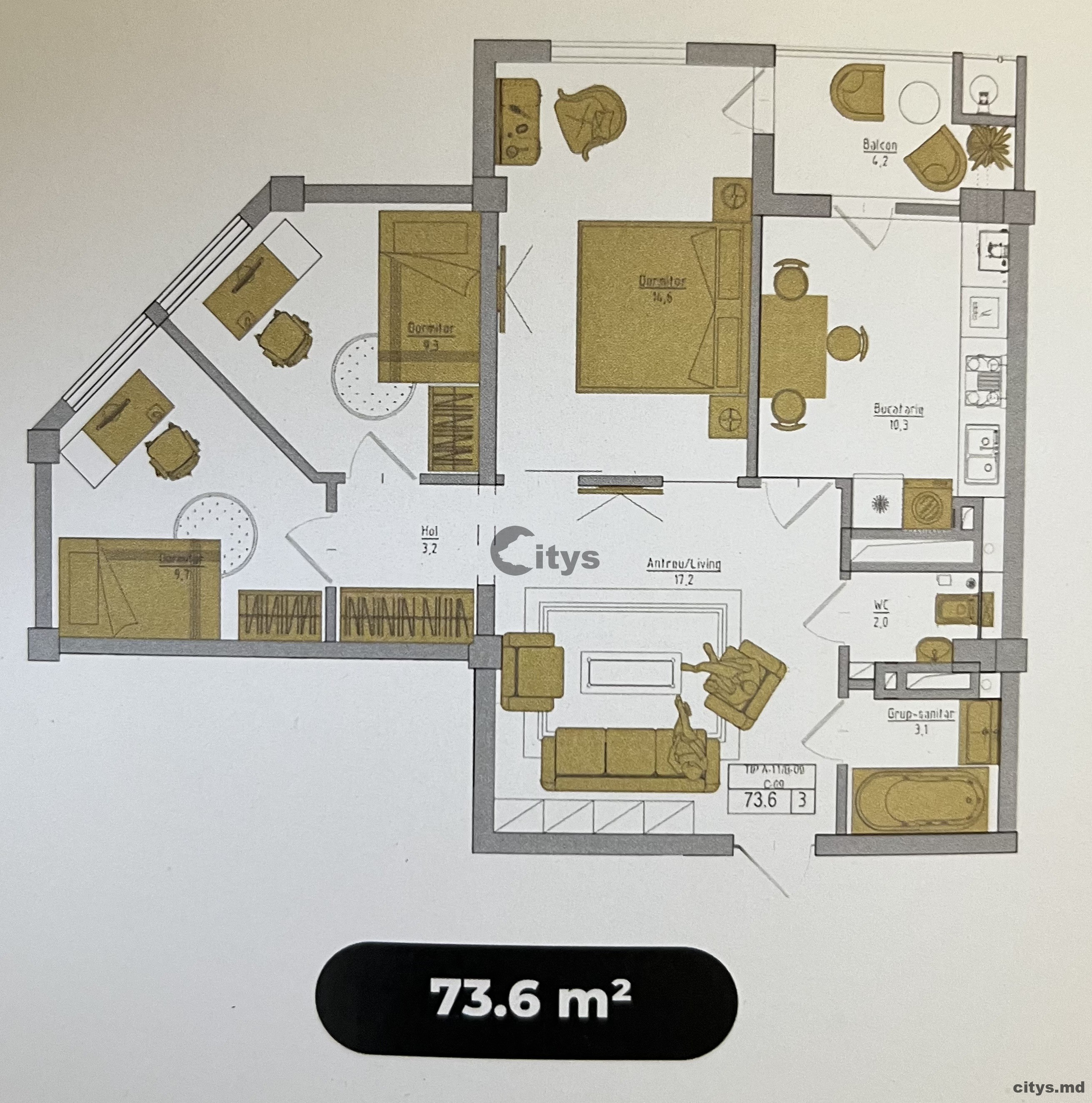 Apartament cu 3 camere, complexul Braus Millenium Park, Telecentru, Hîncești photo 1