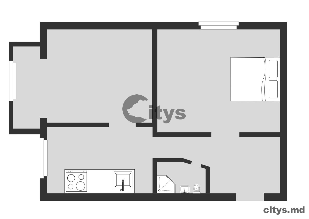 Apartament cu 2 camere, 45m², Calea Orheiului photo 10 - citys.md Apartament cu 2 camere, 45m², Calea Orheiului photo 9