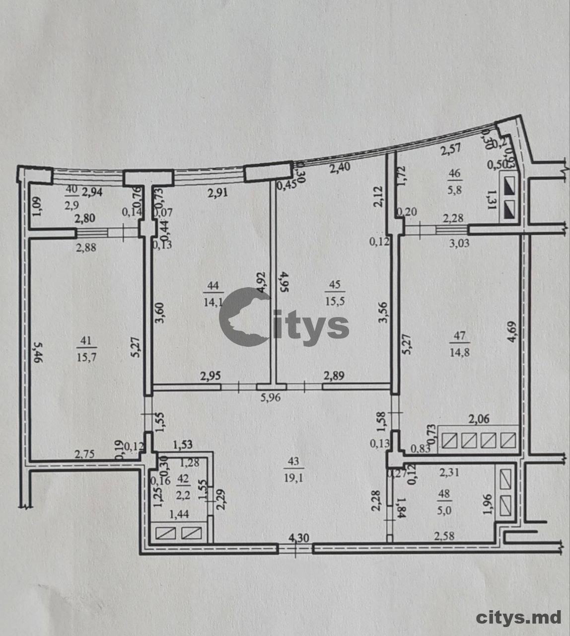 Apartament cu 3 camere, 93m², Mircea cel Bâtrân photo 8 - citys.md Apartament cu 3 camere, 93m², Mircea cel Bâtrân photo 7