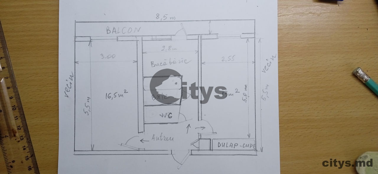 Apartament cu 2 camere, Telecentru 45m², str. Ialoveni photo 9 - citys.md Apartament cu 2 camere, Telecentru 45m², str. Ialoveni photo 8
