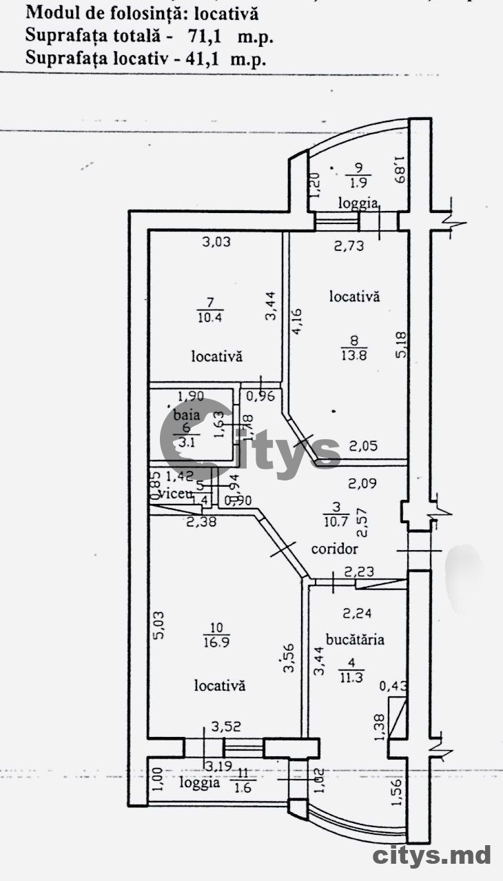 Apartament cu 3 camere, Telecentru 71m², str. Constantin Vârnav photo 1 - citys.md Apartament cu 3 camere, Telecentru 71m², str. Constantin Vârnav photo 0